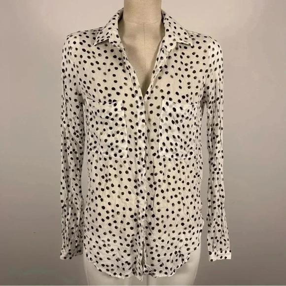 🌟Bella Dahl Women's Full Button Down Hipster Dot Blouse S - Picture 4 of 11